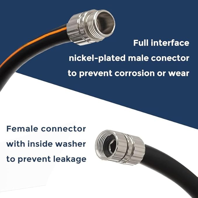 Giraffe Tools Leader Hose 10ft x 5/8", Custom Length, Heavy Duty, No Kink, Flexible, Rubber Garden Hose, Leakproof Water Hose with Male to Female Fittings, 600 Burst PSI