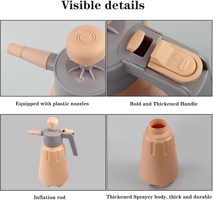 Handheld Garden Pump Sprayer, 0.5Gallon/68oz Garden & Lawn Pressure Spray Bottle with Adjustable Nozzle for Plant Spraying/Home Cleaning/Car Washing 2L Capacity (Salmon Pink)