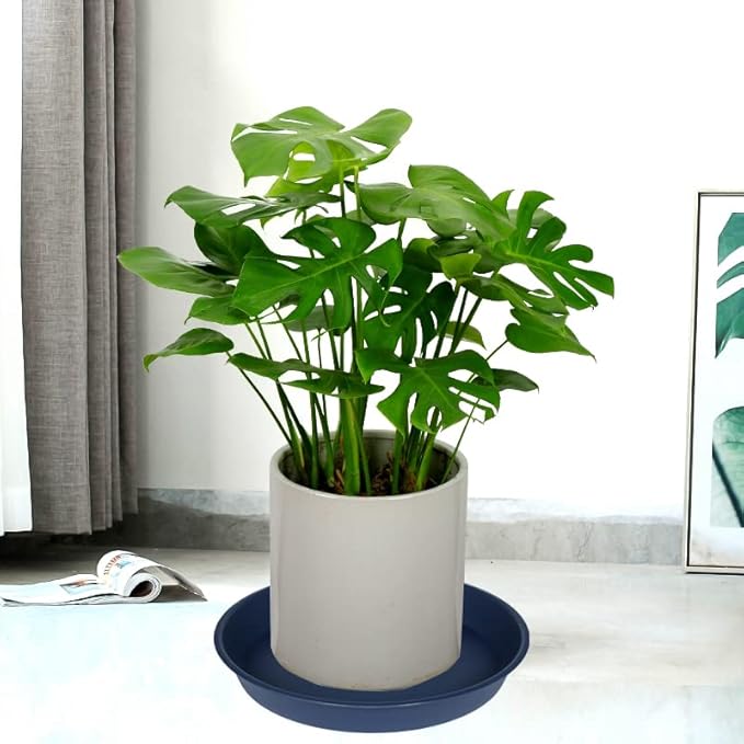 4 Pack of 16 17 inch Plant Saucer (15 inch Base), 2.3" Depth, Heavy Duty Deep Plant Trays for Planter Pots, Bird Bath Bowls, Plastic Plant Saucers for Indoors (17", Blue)