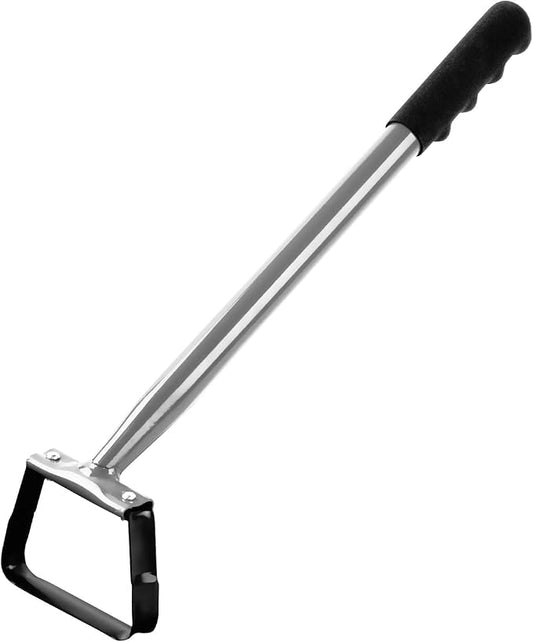 Walensee Mini Hula Hoe Garden Tool, Action Hoe for Weeding, Stirrup Hoe with 14-Inch Scuffle Loop, Gardening Weeder Cultivator, Sharp Durable Metal Hand Weed Scraper, Rake with Cushioned Grip, Grey