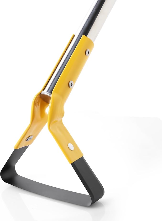 Yocada Hoe Garden Tool Hoe 61” Long Handle Stainless Steel Hoe Heavy Duty for Weeding Grass Roots Cutting Soil Loosening Ditching and Sowing Gardening