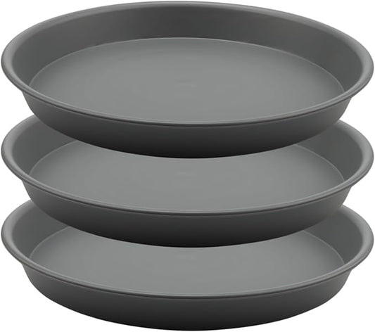 TITE Plant Saucer Heavy Large Planter Durable Thicker Plastic Plant Trays for Indoors and Outdoor,Plant Saucer Drip Trays (Grey, 16 inch)