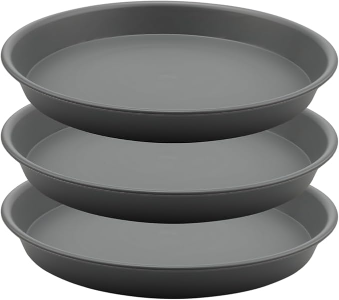 TITE Plant Saucer Heavy Large Planter Durable Thicker Plastic Plant Trays for Indoors and Outdoor,Plant Saucer Drip Trays (Grey, 12 inch)