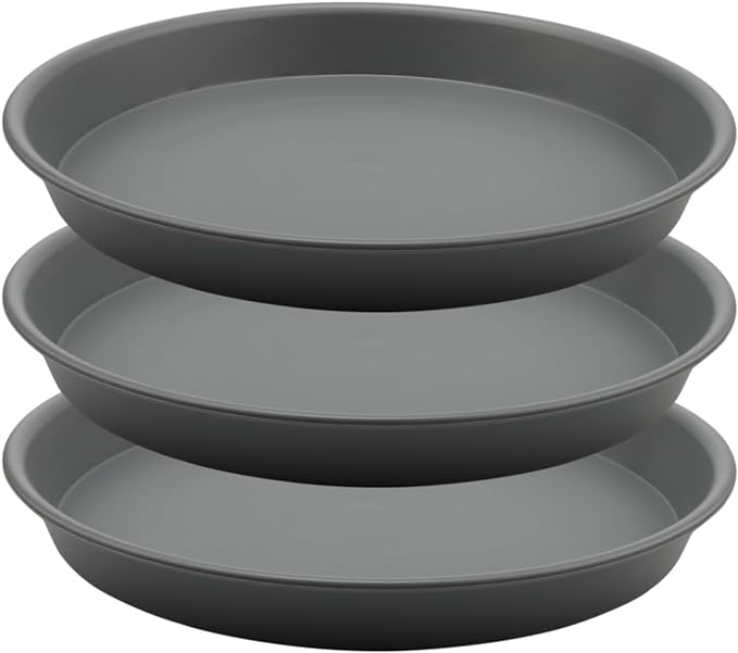 TITE Plant Saucer Heavy Large Planter Durable Thicker Plastic Plant Trays for Indoors and Outdoor,Plant Saucer Drip Trays (Grey, 10 inch)