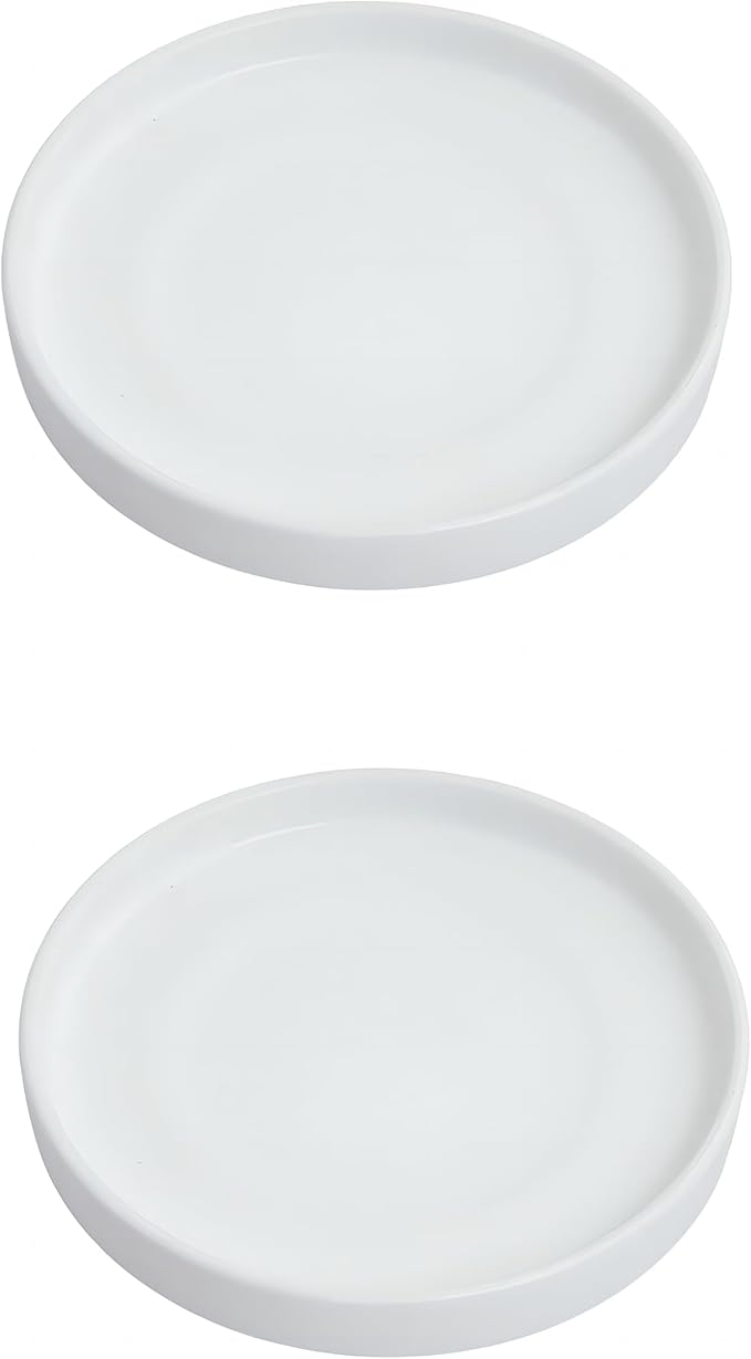 9 inch Matte White Ceramic Plant Saucer Set of 2 with Plant Saucer mat