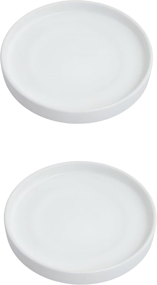 9 inch Matte White Ceramic Plant Saucer Set of 2 with Plant Saucer mat