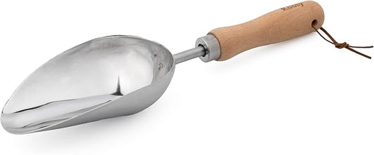 Rooty Gardening Soil Scoop with Stainless Steel,Wooden Handle Easy for Transplanting, Digging, Planting, Essential Gardening Tools and Accessories for Gardening Gifts