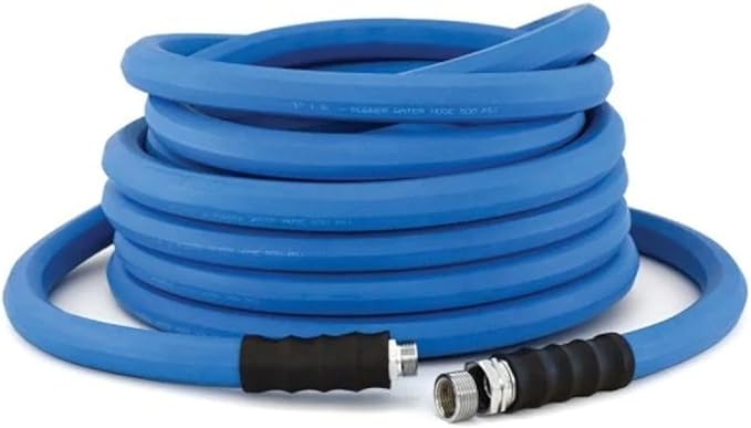 AG-LITE AL3425 3/4" x 25' Rubber Farm & Ranch Water Hose, Lightweight, 500 PSI, 50F to 190F Degree, Polyester Braided, Brass GHT Fittings, 4 Finger-Grip Bend Restrictor, Agriculture & Industrial Use