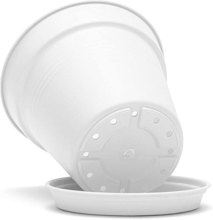 Mintra Home Garden Pots 4pk - Flowers, Herbs, Plants, Indoor, Outdoor, Colorful, Wholesale, Bulk (White, 11cm Diameter (4.3in))