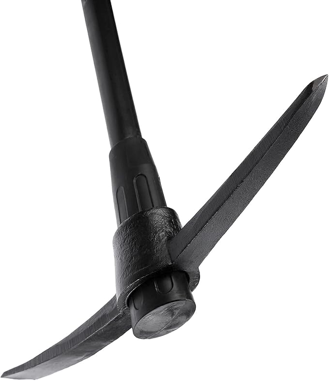 INTERTOOL Pick Axe for Digging - 36” Heavy Duty Garden Mattock Pickaxe - Rust Resistant Steel with Adze Hoe & Shock Absorbing Fiberglass Anti-Slip Handle - Cultivate, Loosen Soil, Dig - HT08-0305
