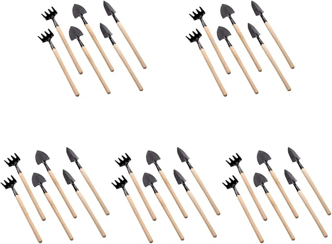 Sosoport 10 Sets Mini Tool Shovel Indoor Plant Gardening Tools Wooden Handle Weeding Trowel Digging Trowel for Flower Soil Planting Succulent