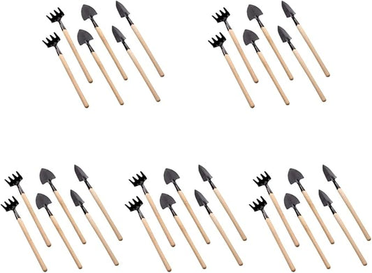 Sosoport 10 Sets Mini Tool Shovel Indoor Plant Gardening Tools Wooden Handle Weeding Trowel Digging Trowel for Flower Soil Planting Succulent