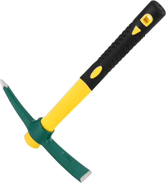 2 PCS 15 Inch Pick Mattock Hoe, Weeding Pick Axe with Fiberglass Long Handle Garden Tool for Digging, Gardening, Camping, Prospecting, Construction Work