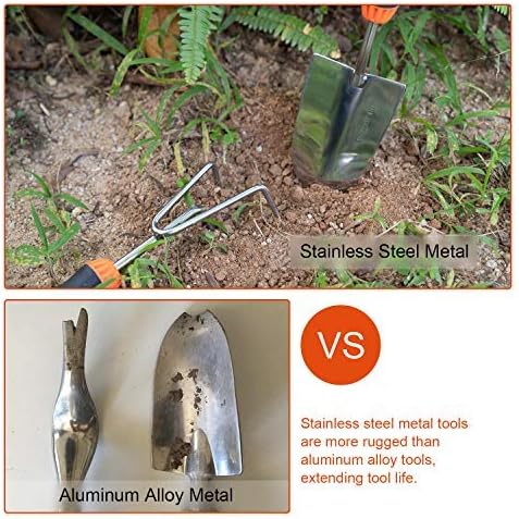 Garden Tool Set, 9 Piece Stainless Steel Heavy Duty Gardening Tool Set, with Non-Slip Rubber Grip, Storage Pocket, Ideal Gardening Gifts for Men