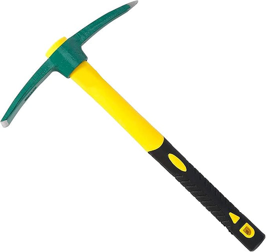 ZOENHOU 15-Inch Solid Pick Mattock, Forged Garden Pick, Weeding Mattock Hoe Agriculture Hand Tools with Heavy-Duty Fiberglass Handle for Weeding Cultivating Camping or Prospecting