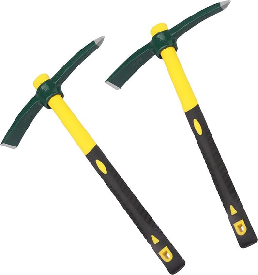 2 Packs 15 Inch Gardening Pickaxe, Forged Steel Mattock Hoe, Dual Head Mattock Weeding Hoe for Cultivating Garden, Yard, Planting, Prospecting, Camping
