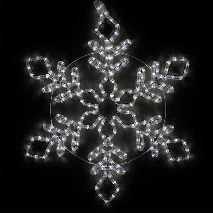Wintergreen Lighting 24" LED Snowflake Light Christmas Decorations Outdoor, Diamond Branch Rope Light (Cool White LED)