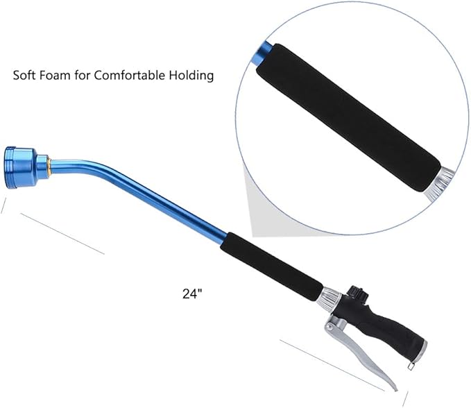 GREEN MOUNT Watering Wand, 24 Inches Sprayer Wand with Superior Stainless Head, Perfect for Hanging Baskets, Plants, Flowers, Shrubs, Garden and Lawn, Blue