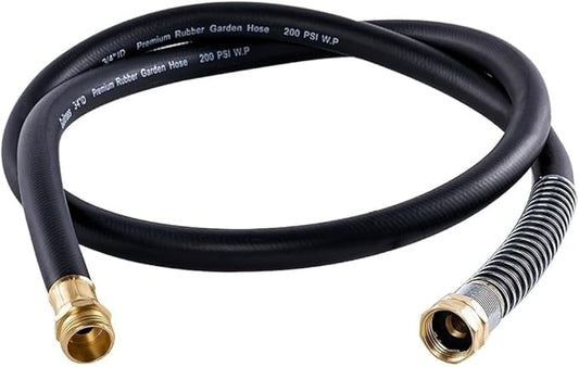 Leader Garden Hose 5ft x 3/4", Heavy Duty Short Water Hose, Male to Female Fittings, Five Layered Braiding for Durability, 1000PSI Burst, 300PSI Working (Black)