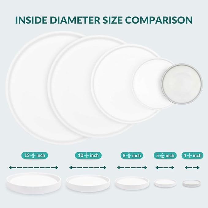 Willowy Heavy Duty Ceramic Small Plant Tray in Matte White - Pack of 4 - Scratch-Resistant Shallow Saucer or Pots 4.25" at the Base or Less, Plant Trays for Plants, 2-4 Inch Saucer for Plants