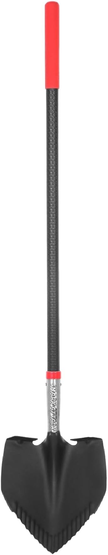 SHARK ATTACK Heavy Duty Garden Shovel, 56.7 Inch Digging Spade Shovel Extra-Wide Serrated Edge Heart-Shaped Blade with Non-Slip Injection Molded Handle for Digging, Gardening, and Landscaping