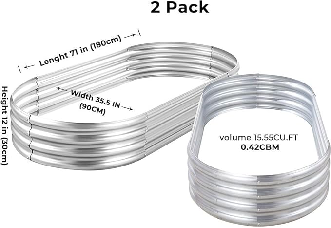 Land Guard 6ft Metal Raised Garden Bed，2 Pcs Galvanized Planter Raised Beds for Vegetables…………