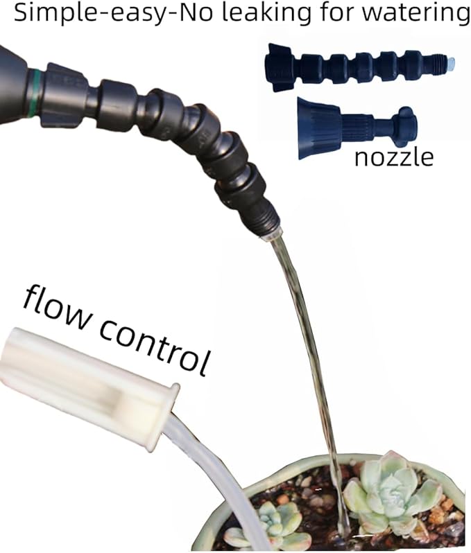 Portable Electric Water Sprayer for Indoor Plant Watering Succulent Plants Hanging Plants Small Pots Waterer, Long Spout Watering Can for Slow Watering Small Cactus Houseplants with 16ft Silicon Tube