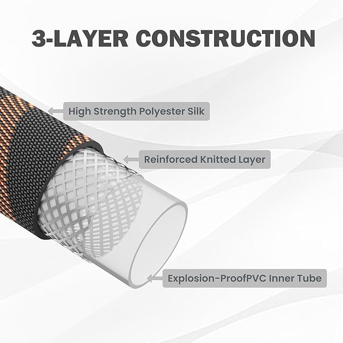 Giraffe Tools Garden Hose 75FT Non-Expandable Lightweight Flexible Water Hoses Burst 600 psi with 9 Spray Function Nozzle Heavy Duty Hose