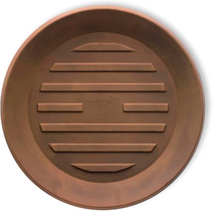 Crescent Garden Universal Round Planter Saucer, Durable Drainage Dish for Plant Pots, Heavy-Duty Plant Dishes Saucer, Indoor & Outdoor Plant Trays - Rust (11 inch Inner, 15 inch Outer Diameter)