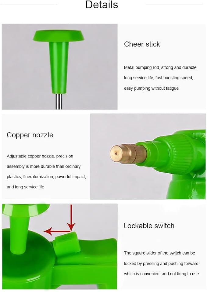 JoyTube Garden Pump Sprayer 68 oz/0.5 Gallon Hand Held Pressure Bottle Brass Adjustable Nozzle Large Capacity Water Weed Flower Plant Mister Lawn Home Washing Spray 2L with Safety Valve(Green)