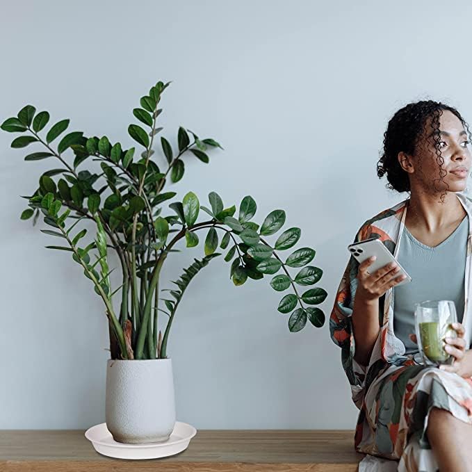 6 Pack of 12 inch Plant Saucer, Heavy Duty Plastic Plant Saucer 12" Round, Plant Tray for Pots, Flower Plant Saucers for Indoors, Plant Trays for Planter 11"/12" (12 inch, Creamy White)