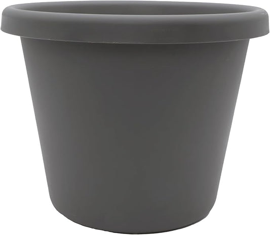 The HC Companies Classic Round Plastic Plant Pot w/Rolled Rim - Lightweight & UV Resistant Flower Pot for Herbs & More - Outdoor & Indoor Plant Pots w/Drainage (15.5 inch Warm Gray, Pack of 1)