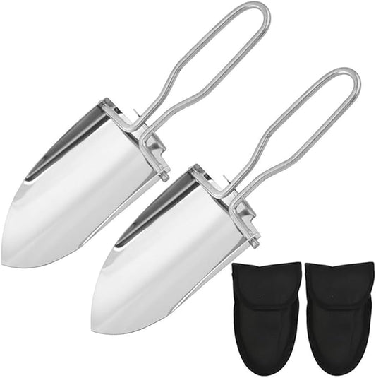 Kaxich 2Pcs Portable Folding Shovel Mini Camping Entrenching Shovels Multi-Function Spade with Storage Bag for Outdoor Backpacking Gardening Camping Hiking