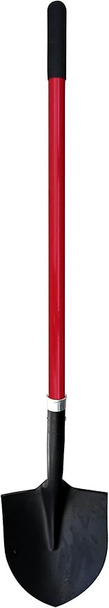 TABOR TOOLS Shovel with Rounded Blade and Long Straight 45 Inch Fiberglass Handle, Digging Spade. J202A. (Straight Handled, Round Blade)