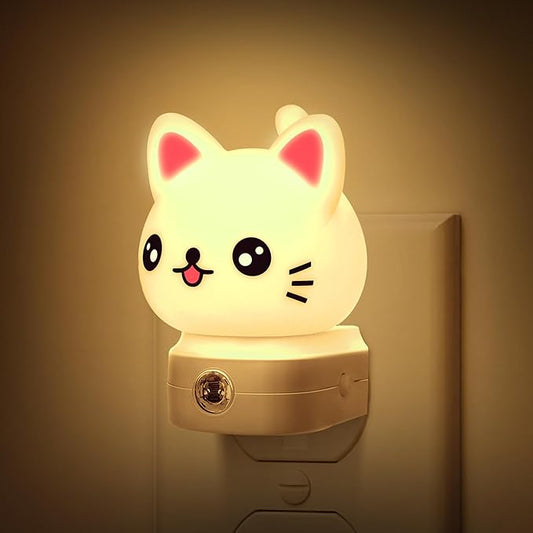 Cat Night Lights Plug Into Wall, Cute Night Light for Kids, 8-Color RGB LED Night Light with Dusk to Dawn Sensor, Nightlight for Kids Room, Bathroom, Bedroom Décor, Children Gift