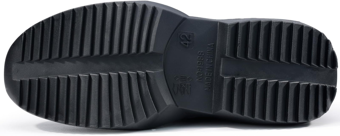 Women's Ankle Rain Boots - Slip On Waterproof Festival & Garden Shoes for Men - Comfortable Lightweight Rubber Wellies with Decorative Buckle