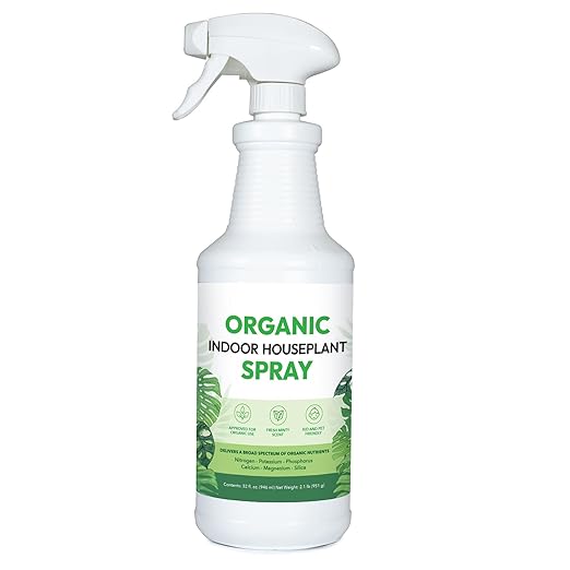 Organic Indoor Houseplant Spray - Liquid Plant Food in a Spray Bottle (Foliar Fertilizer) | Use on All Live Indoor Plants, Orchids, and Succulents | No Mixing Required (32oz)