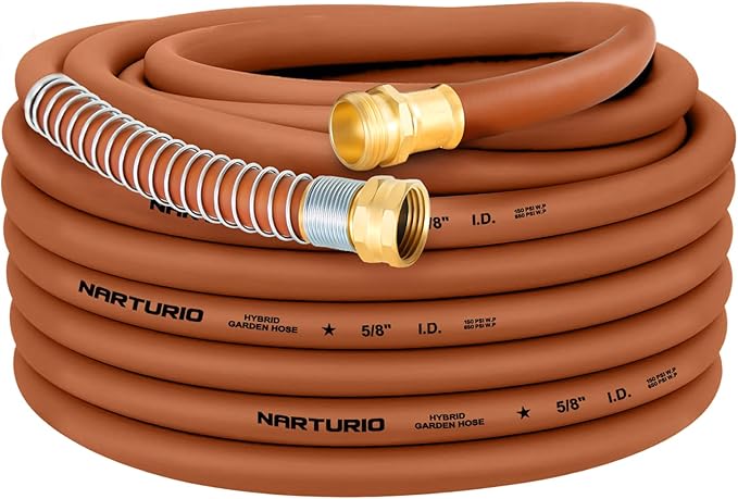 Heavy Duty Garden Hose 5/8" x 50ft, Flexible Lightweight Water Hose, Hybrid Rubber, NO Kink, 650 Burst PSI, Male to Female Fittings