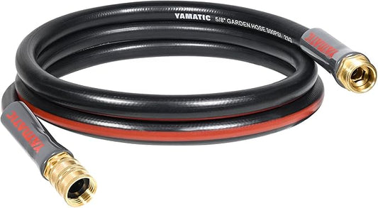 YAMATIC Female to Female Short Garden Hose 5/8 in x 5 ft, 2 in 1 Dual Use Heavy Duty Leader Hose with Solid Brass Connector, All-Weather Water Hose, Burst 300 PSI