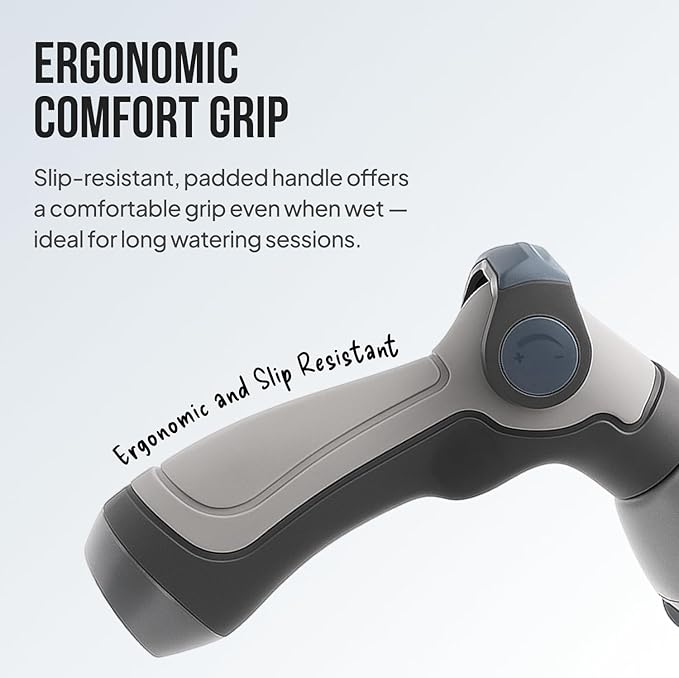 Garden Hose Nozzle – 8-Pattern Hose Sprayer with Thumb Control – Watering Tool for Garden, Car Wash, Lawn Care & Pet Shower