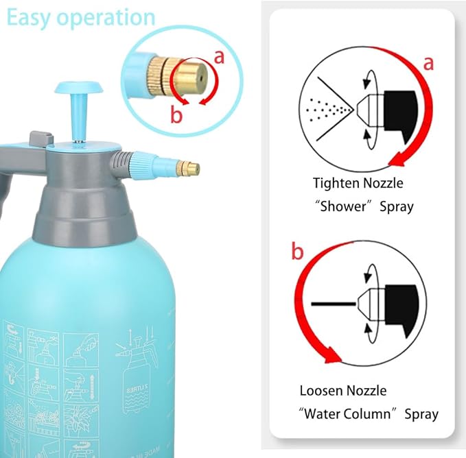 MRPAPA Garden Pressure Sprayer, 2 Liter/4.5 Pints, Handheld Pressure Plant Spritzer, Set of 2,Blue