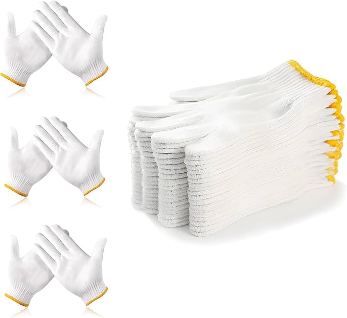 Unisex white cotton polyester knitted safety gloves,suitable for gardening,warehouse,cooking work-12/36/240 pairs