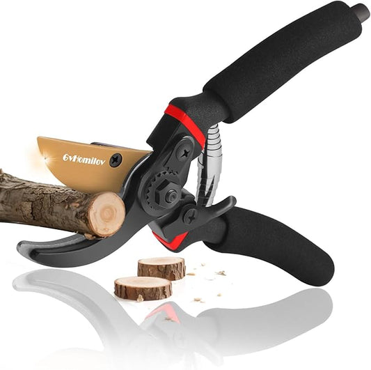 Pruning Shears for Gardening,8.5" Professional Bypass Garden Scissors,Hand Shears Heavy Duty，Pruners for Tree Trimming,Super Sharp SK5 Blade, Ergonomic Handle,Gardening Gift Women Men