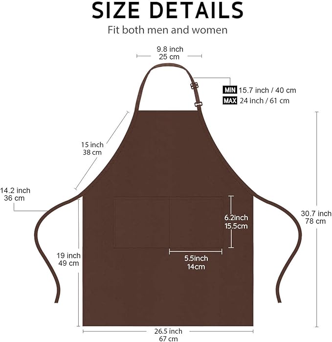 4 Packs Chef Apron, Waterproof Apron, Adjustable Aprons with 2 Pockets for Men Women, Professional Aprons for Kitchen Cooking Gardening Painting Baking Restaurant (Coffee)