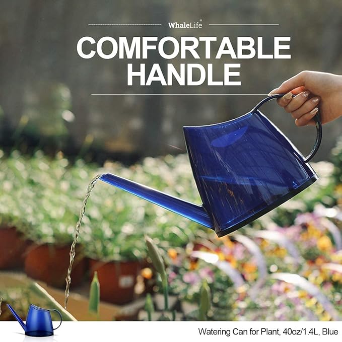 WhaleLife Indoor Watering Can for House Bonsai Plants (1.4L, Blue)