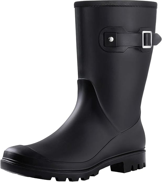 Evshine Women's Mid Calf Rain Boots Waterproof Garden Shoes