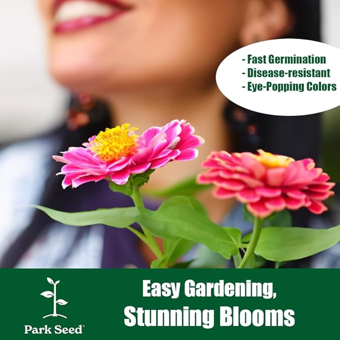 Park Seed Zinnia Flower Planting Seeds, Easy to Grow, Perfect for Spring Garden, Profusion Red, Pack of 25