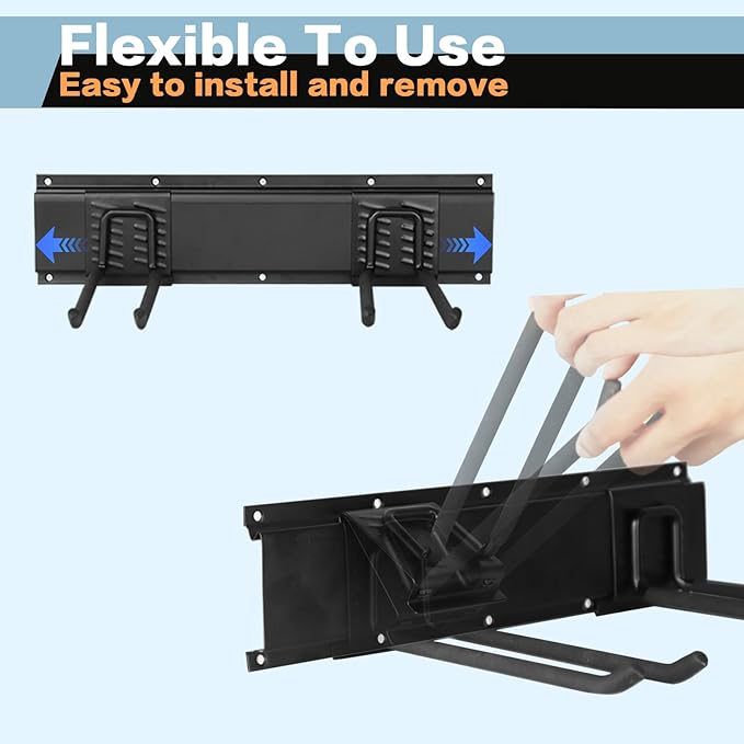 Garage Tool Organizer Wall Mount 16in- 2 Heavy Duty Hooks,120lbs Capacity, Garage Organization & Storage Rack for Broom, Rake & Snow Equipment - Tool Organizer & Men’s Gift Choice