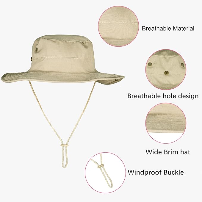 Sun Hats for Men Women Boonie Hat Foldable Fishing Hat UPF 50+ Bucket Hat for Fishing Hiking Garden Safari Beach