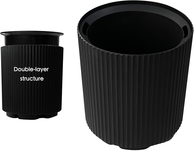 Kozyard Round Planter 16’’H Plant Pots for Indoor Outdoor Porch, Patio, Backyard Planters with Water Reservoir Modern Décor for Tall Plants, Flowers (16inch/Black)